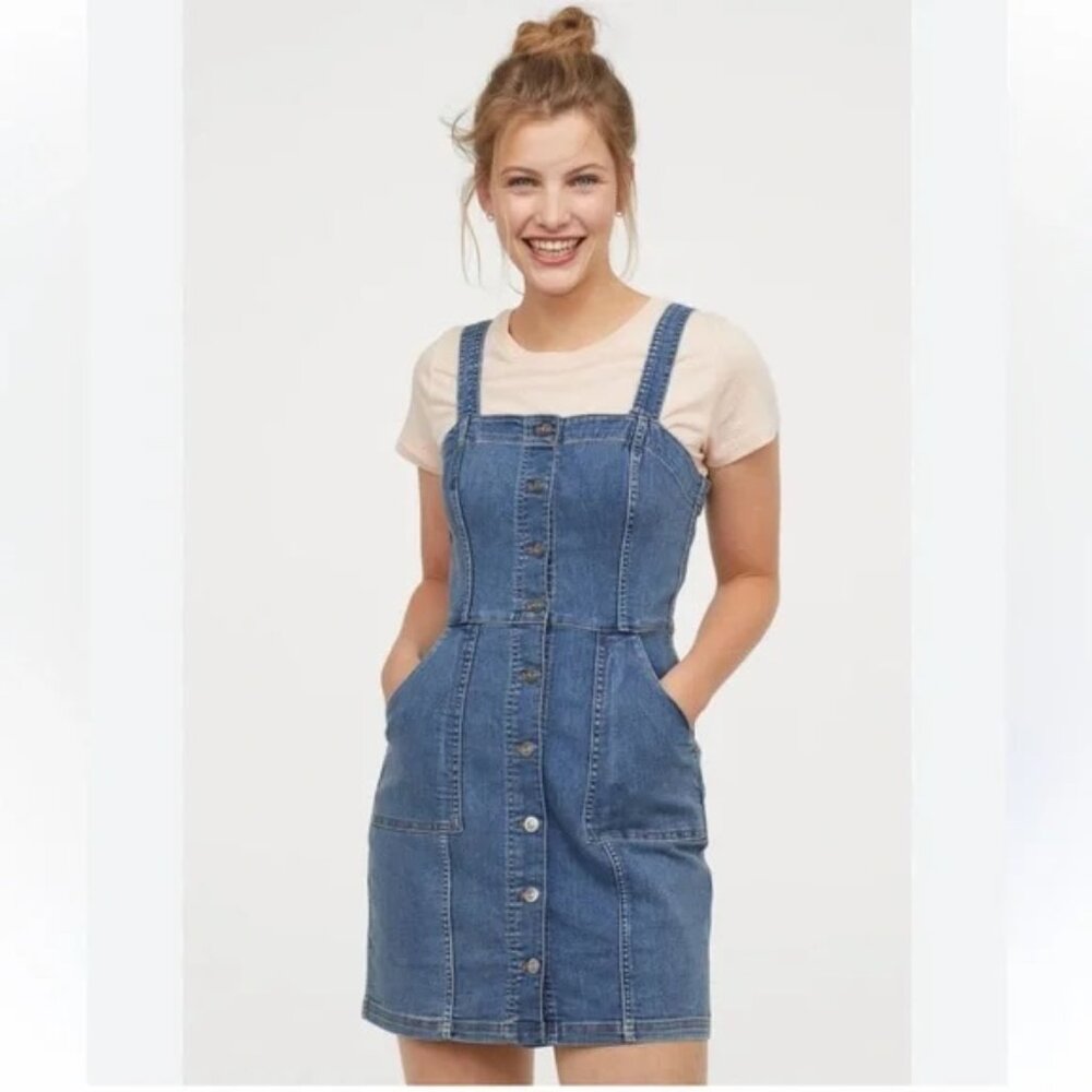 H&M Divided ♡ Denim Button Down Stretchy Mini Dress Jumper